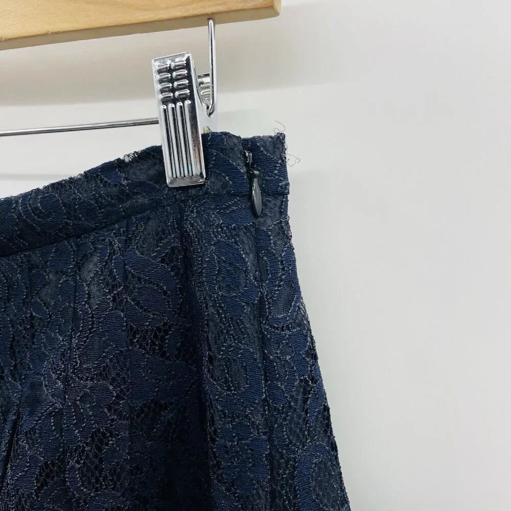 J Crew Womens Size 0 Lace Overlay Eyelash Above the Knee Skirt in Blue $148 1544